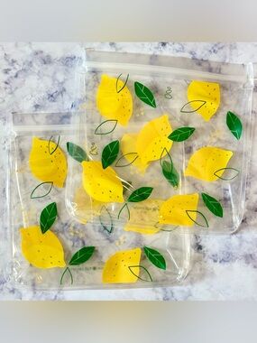 🍋 Grove Co Full Circle Reusable Food Storage Bags Set of 2 Lemon Print 8x8